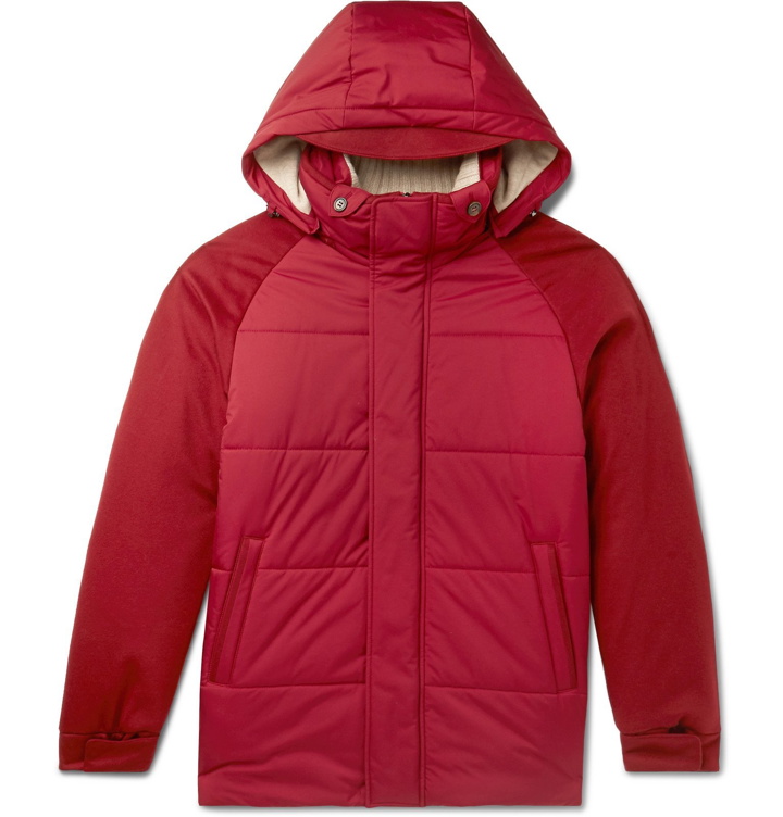 Photo: Loro Piana - Storm System Quilted Baby Cashmere and Shell Hooded Jacket - Burgundy