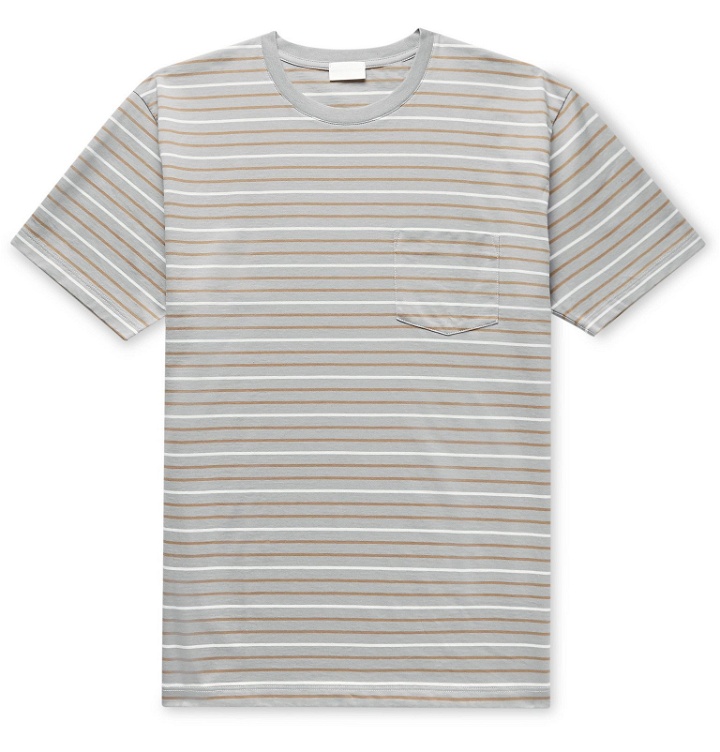 Photo: Handvaerk - Striped Pima Cotton-Jersey T-Shirt - Gray