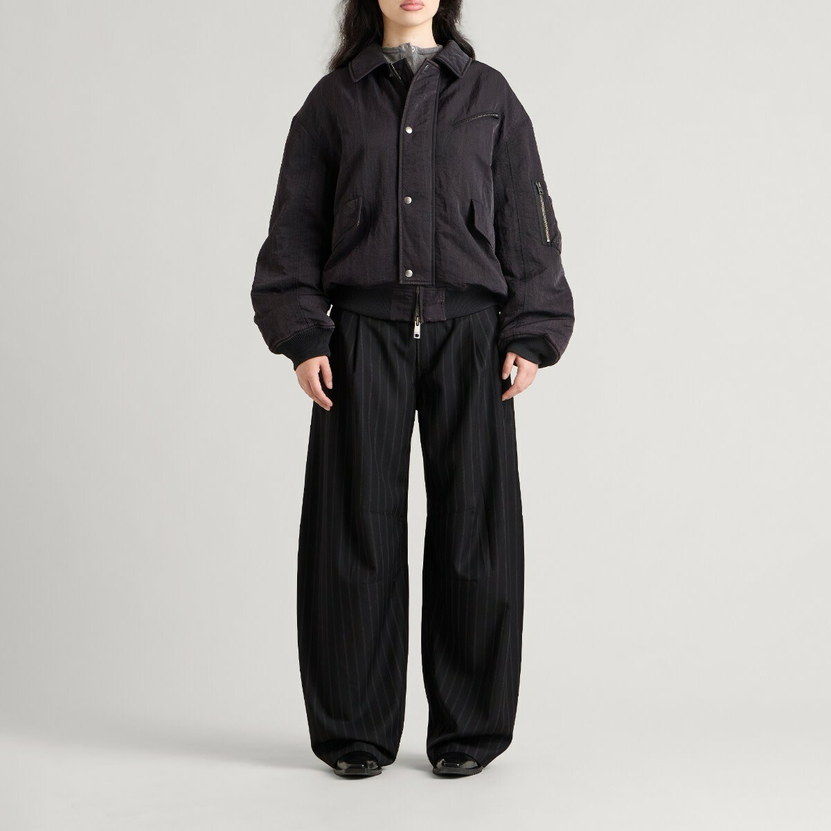 END. x Samsøe Samsøe Women's Samio Dart Trousers in Black Pinstripe