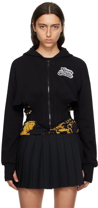 Photo: Versace Jeans Couture Black Embroidered Logo Hoodie