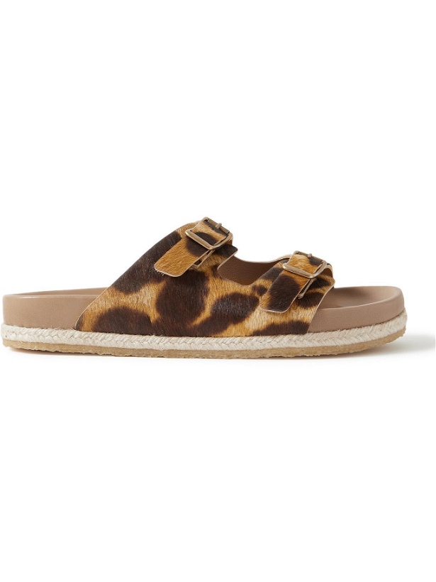 Photo: Yuketen - Sal 2 Leopard-Print Calf-Hair Sandals - Brown
