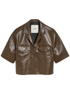 Nanushka Maisie Faux Leather Shirt Chocolate