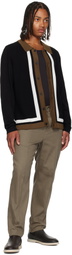 Hugo Black Button-Up Striped Cardigan