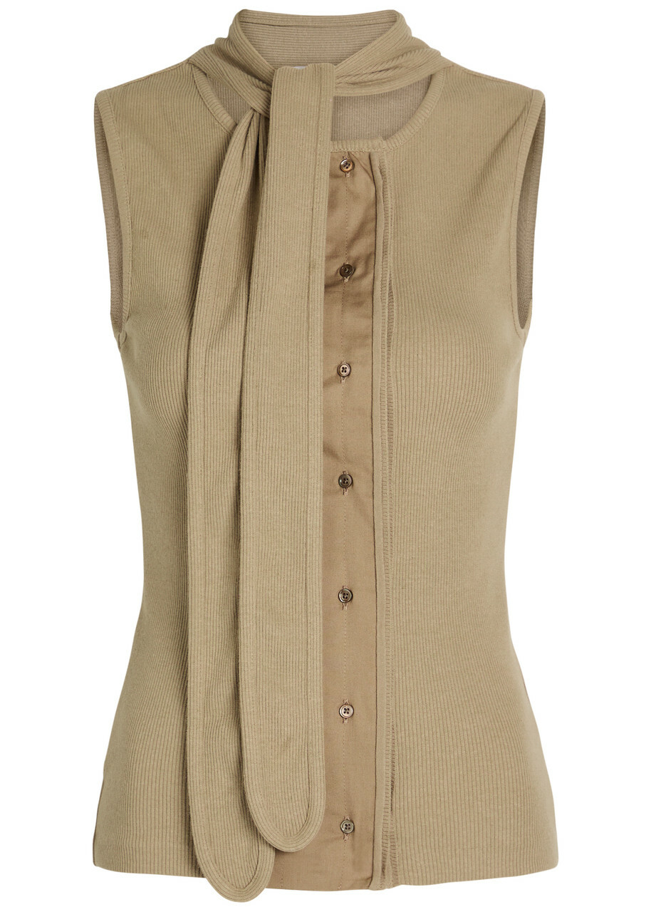 Lemaire Scarf-effect Cotton-blend top Sage