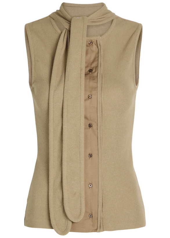 Photo: Lemaire Scarf-effect Cotton-blend top Sage