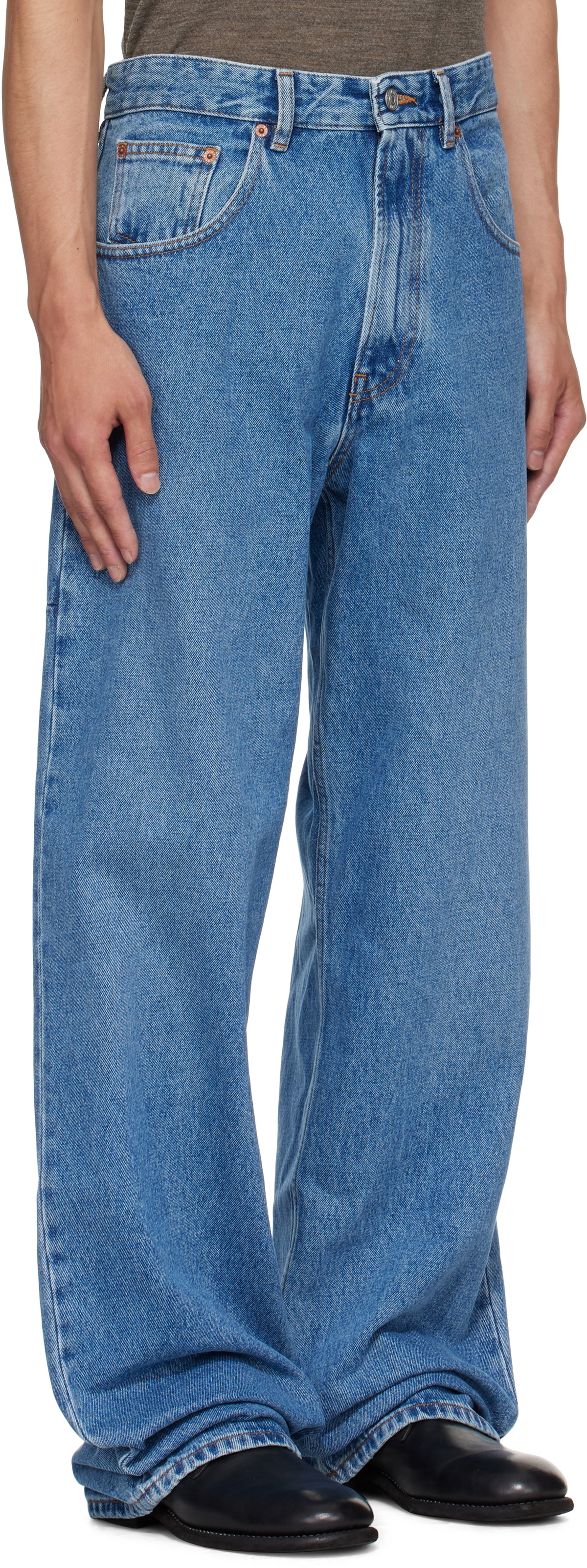 MM6 Maison Margiela Blue Wide-Leg Jeans MM6 Maison Margiela