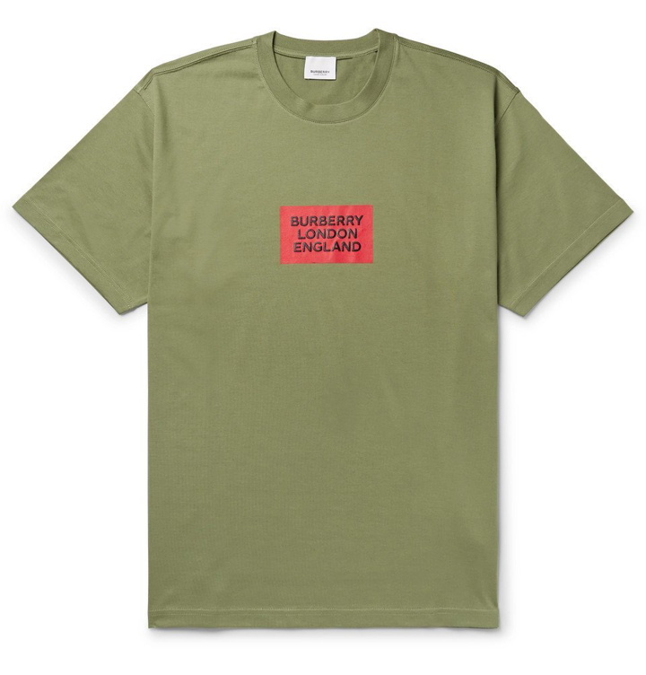 Photo: Burberry - Oversized Logo-Print Cotton-Jersey T-Shirt - Army green
