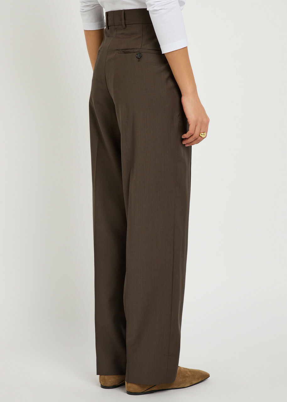 Toteme Straight-leg Wool Trousers Khaki