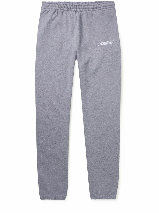 Photo: Jacquemus - Tapered Logo-Print Organic Cotton-Jersey Sweatpants - Gray