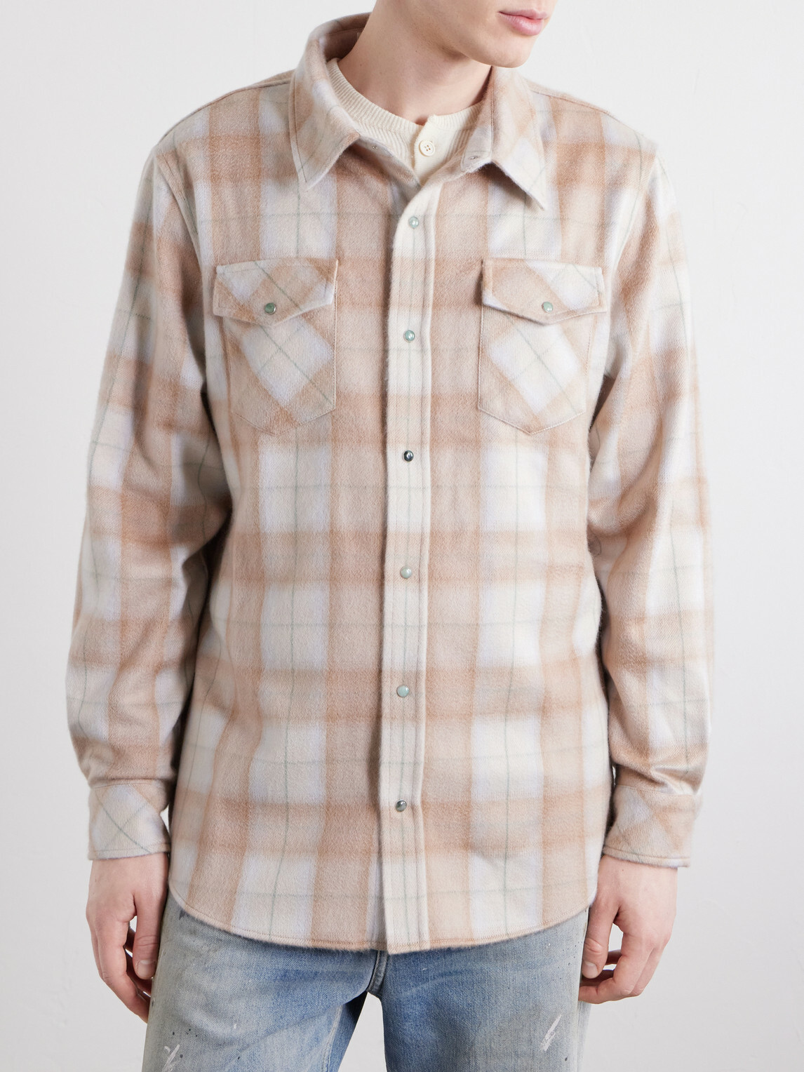 God's True Cashmere - Checked Cashmere Shirt - Neutrals