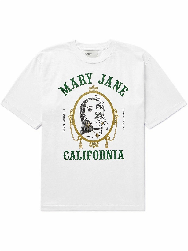 Photo: Local Authority LA - Mary Jane Printed Cotton-Jersey T-Shirt - White