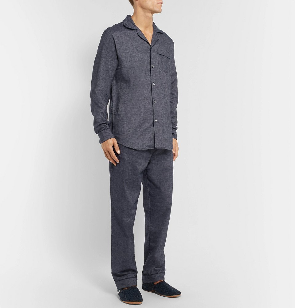 DESMOND & DEMPSEY Brushed Cotton-Twill Pyjama Trousers for Men