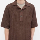 Nanushka Men's Dorian Crochet Polo Shirt in Brown