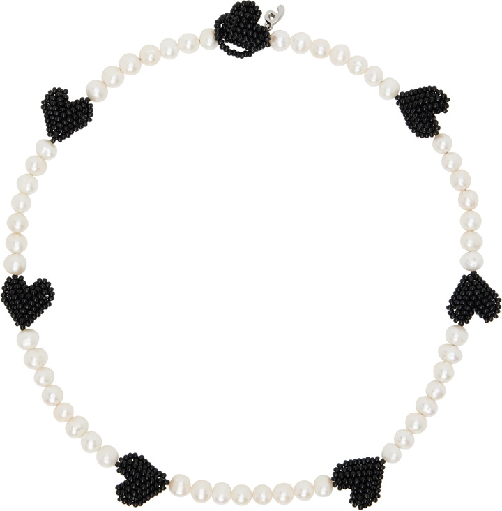 Photo: Pura Utz White Multi Black Heart Necklace