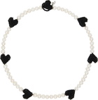Pura Utz White Multi Black Heart Necklace