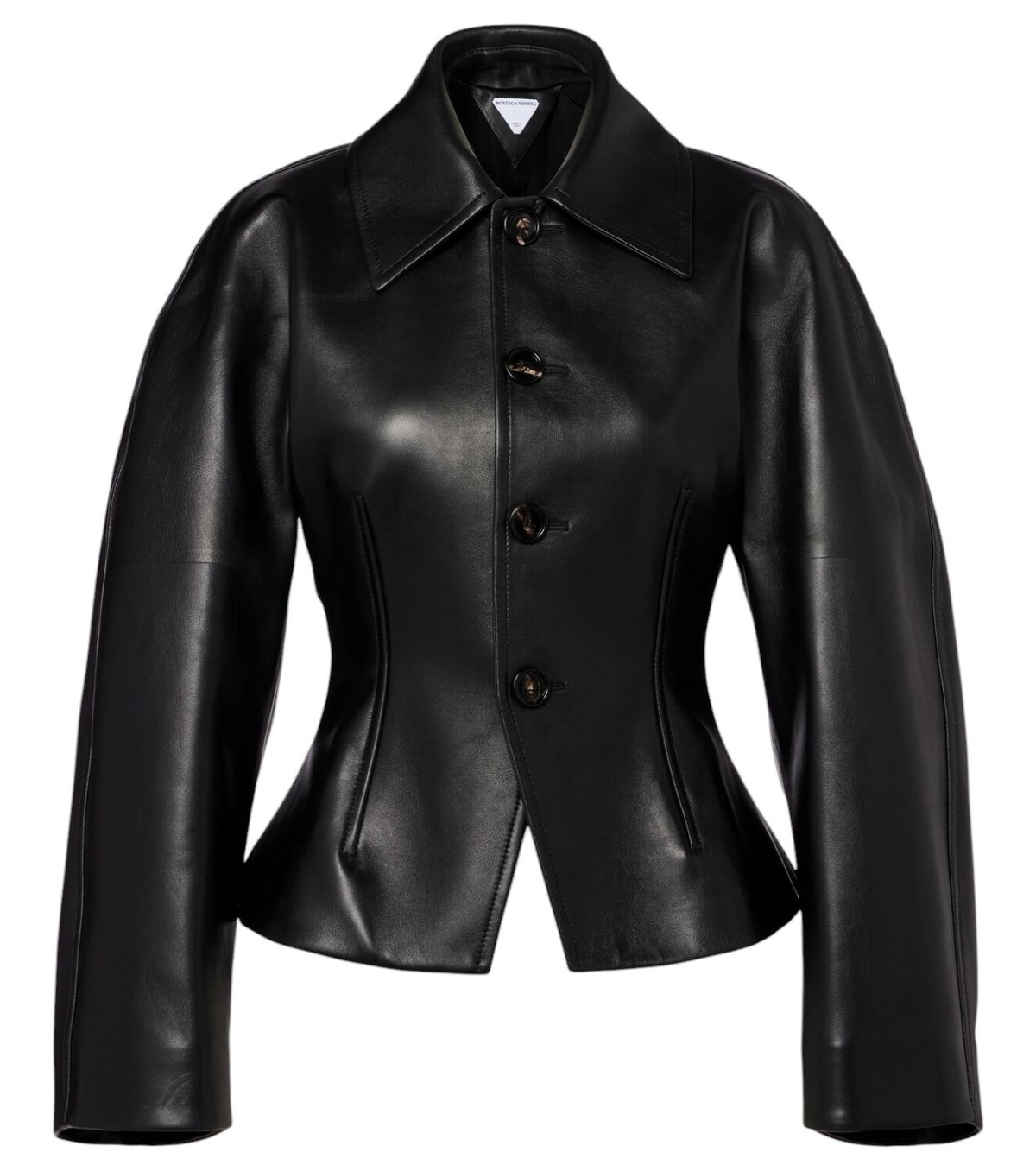 Zip Leather Jacket in Blue Bottega Veneta