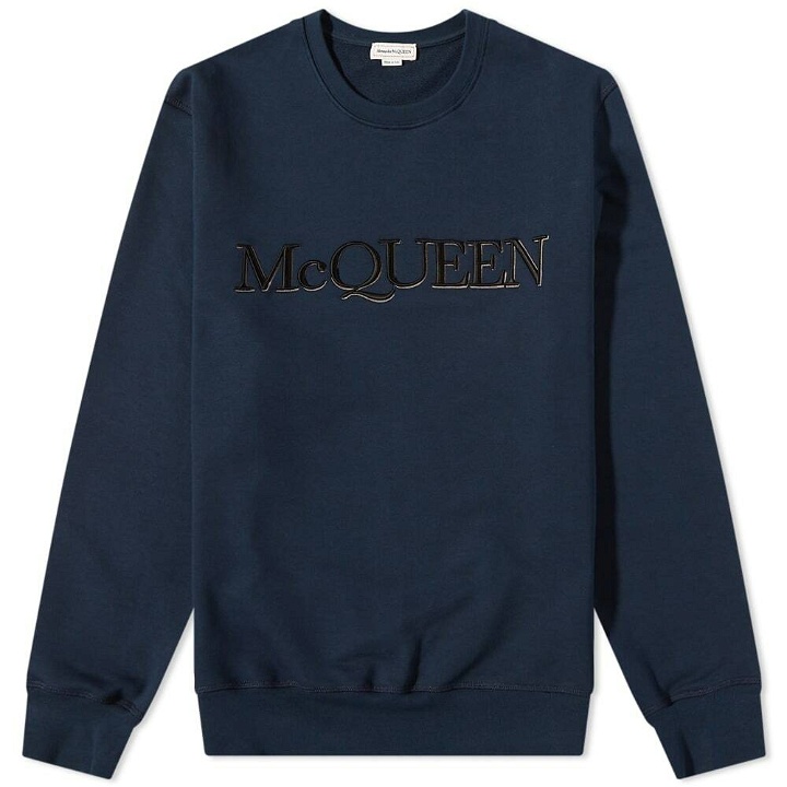 Photo: Alexander McQueen Men's Embroidered Logo Crew Sweat in Ink