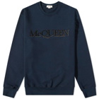 Alexander McQueen Men's Embroidered Logo Crew Sweat in Ink