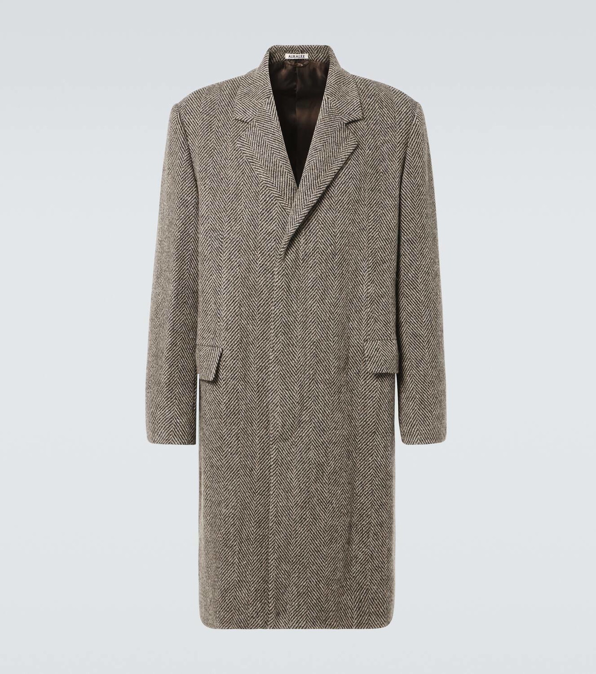 Auralee Herringbone wool and alpaca tweed coat Auralee