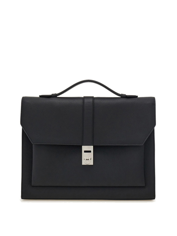 Photo: Ferragamo Mens Hug buckle briefcase in Black