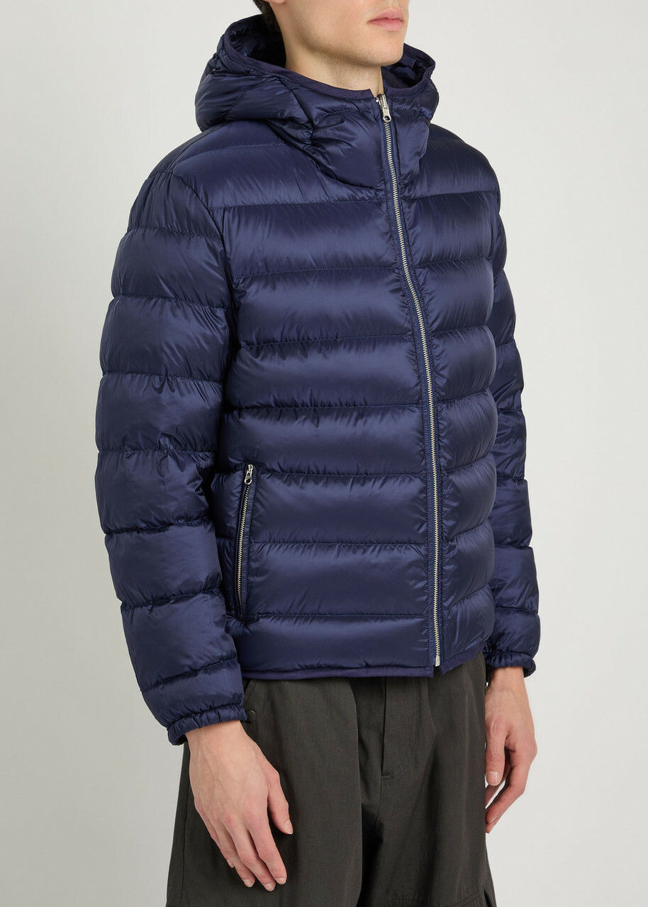 Ten C Padded Hooded Nylon Jacket Navy