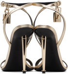 TOM FORD Gold Laminated Padlock Pointy Naked Heeled Sandals