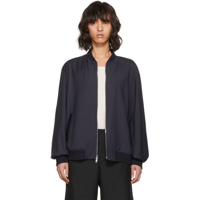 Photo: 3.1 Phillip Lim Blue Relaxed Wool Bomber Jacket