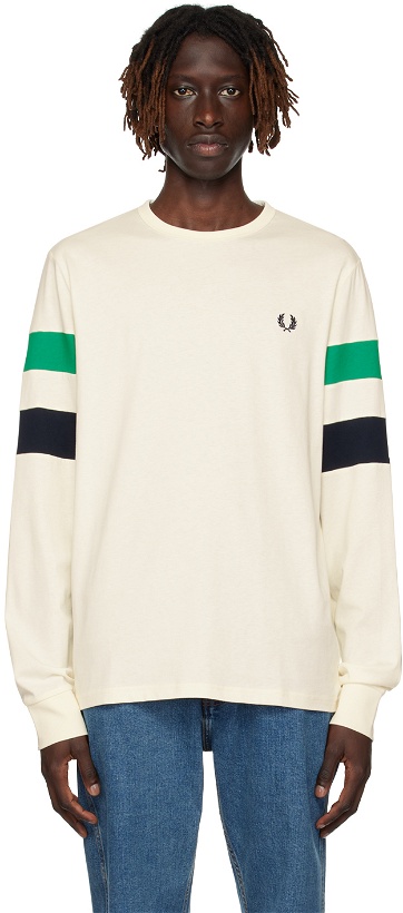 Photo: Fred Perry Off-White Paneled Long Sleeve T-Shirt