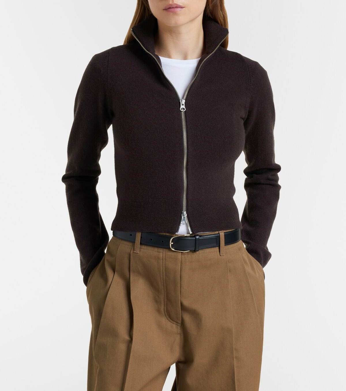 Extreme Cashmere N°302 Lemon cashmere-blend zip-up cardigan