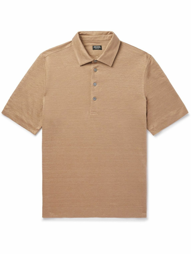 Photo: Zegna - Linen Polo Shirt - Brown