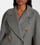 Carolina Herrera Double-breasted mélange virgin wool cape