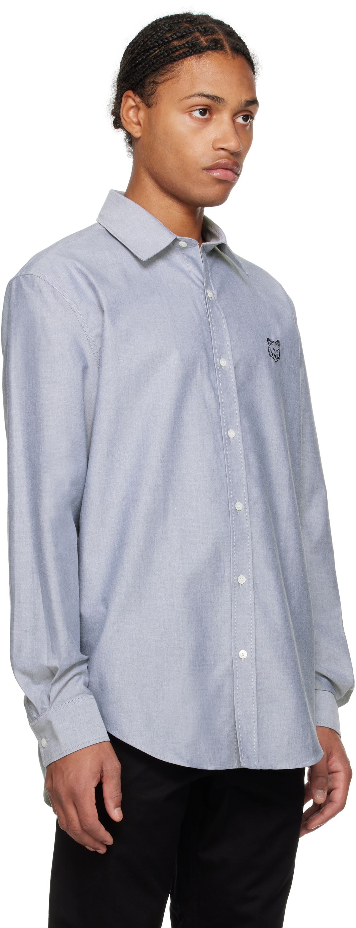 Maison Kitsuné Navy Contour Fox Head Skate Shirt Maison Kitsune