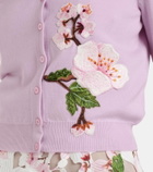 Oscar de la Renta Floral-appliqué virgin wool cardigan
