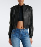Gucci Feather-trimmed jersey crop top