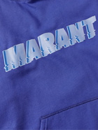 Isabel Marant - Flash Logo-Print Cotton-Blend Jersey Hoodie - Blue