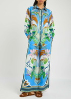 Lug Von Siga Madison Printed Wide-leg Linen Trousers Blue