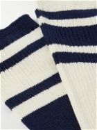 Mr P. - Two-Pack Striped Ribbed Cotton-Blend Socks