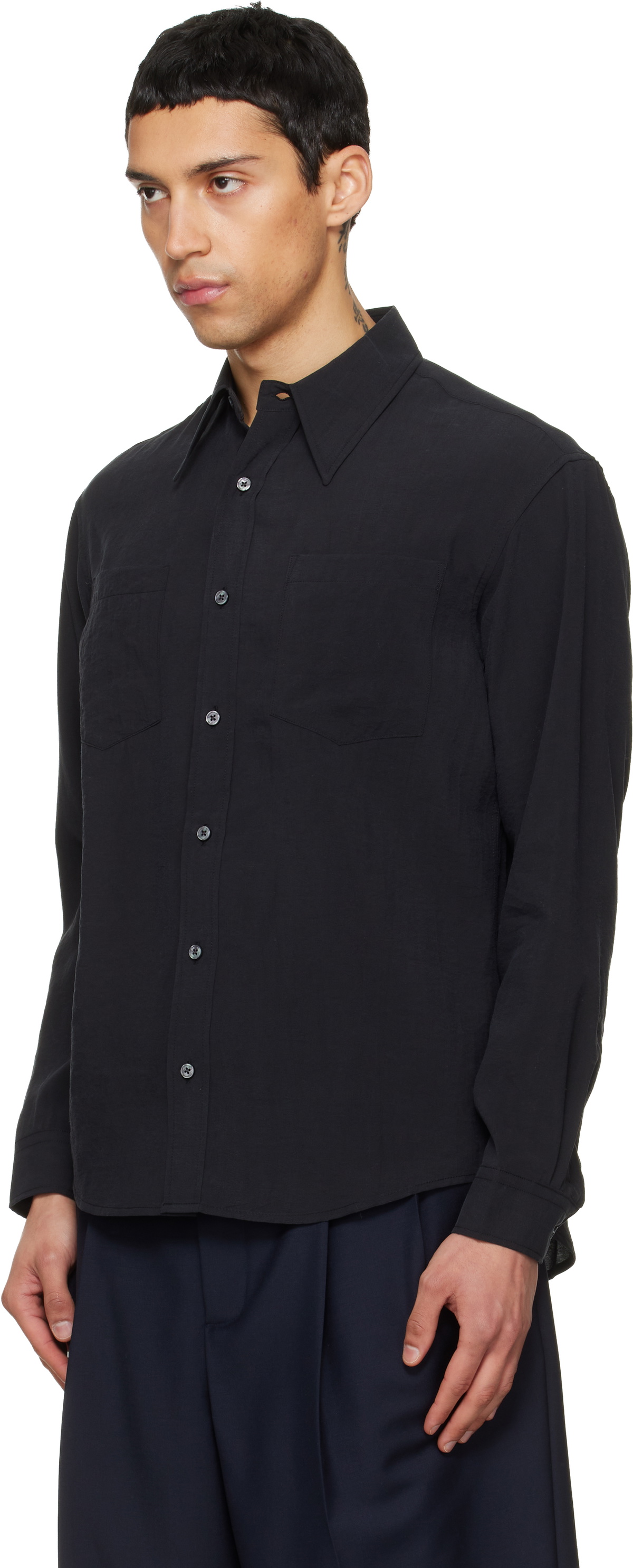 TONYWACK Black Silk Crepe Shirt