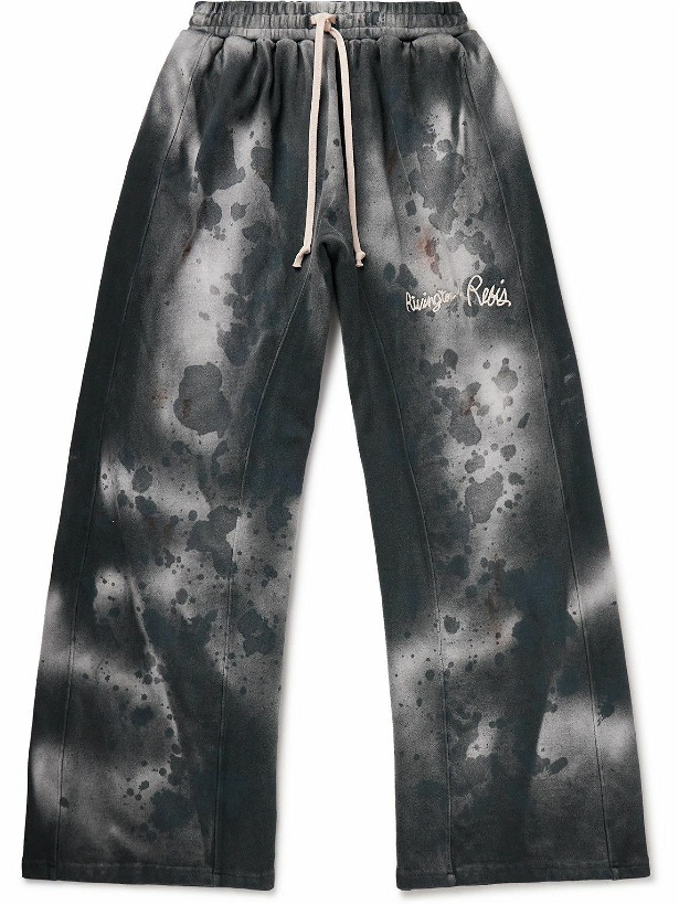 Photo: RRR123 - Gym Bag Faster Flight Paint-Splattered Cotton-Jersey Sweatpants - Black