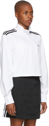 adidas Originals White Smocked Cuff Cropped Half-Zip Sweatshirt