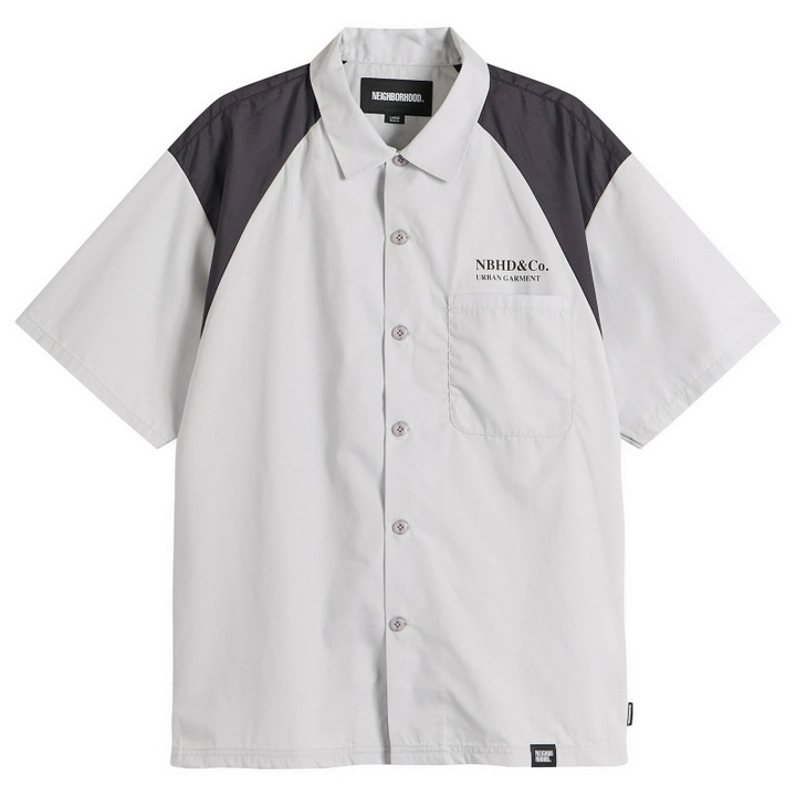 Photo: Neighborhood Men's Classic 2-Tone Short Sleeve Work Shirt 2 in Gray