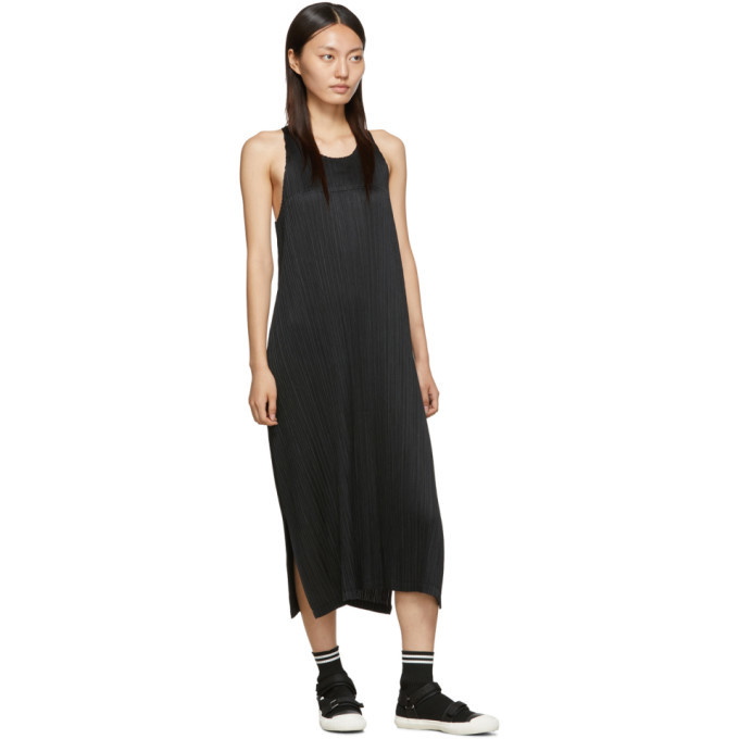 Pleats Please Issey Miyake Rapped Form Pleated Wrap Dress in Black