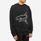 Palm Angels Men's Split Shark Crew Sweat in Black/Off White