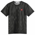 Comme des Garçons Play Mesh T-Shirt Red Emblem in Black
