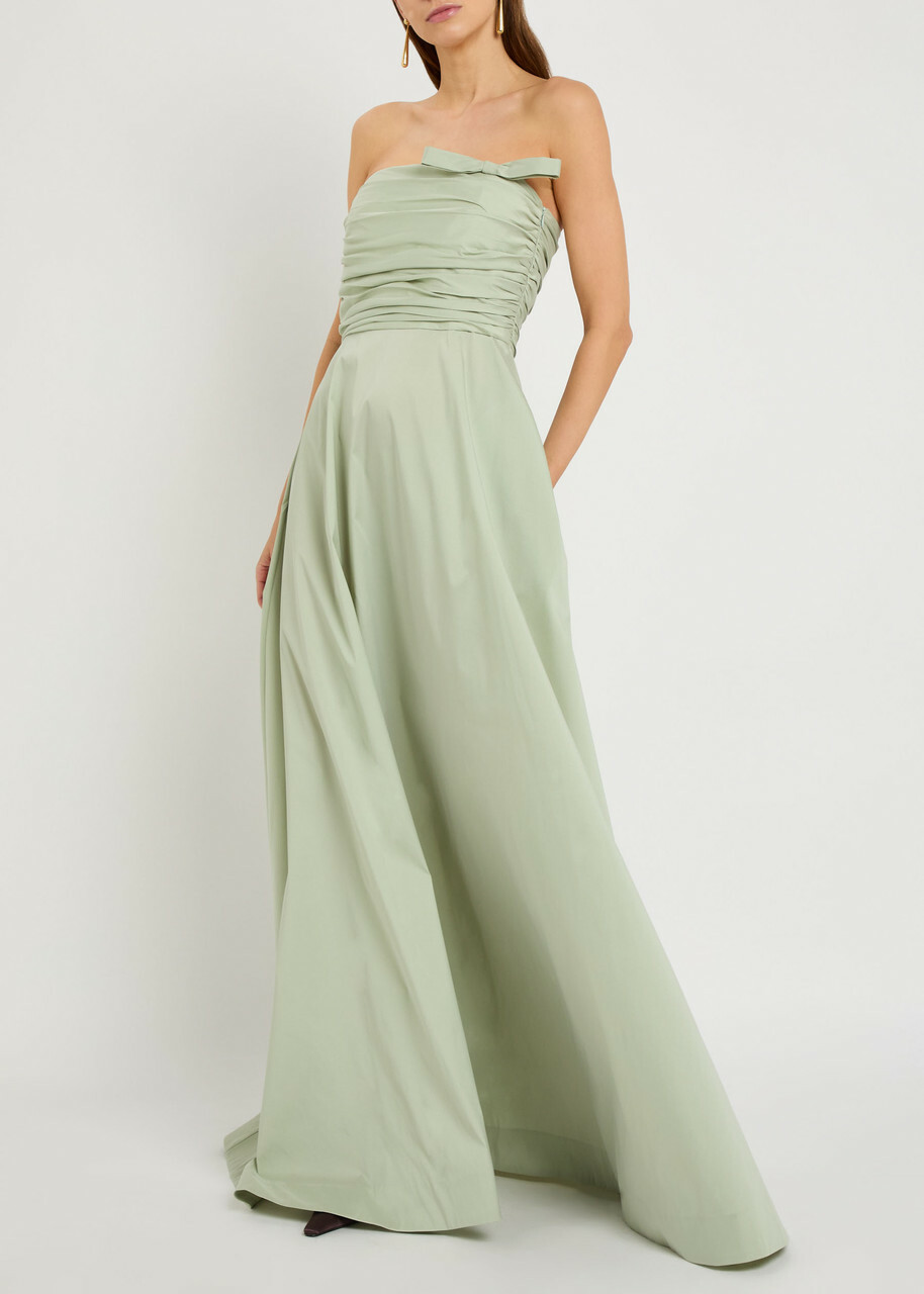 Bernadette Lucinda Ruched Taffeta Maxi Dress Mint