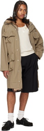 Simone Rocha Khaki Multi Pocket Faux Fur Lined Parka Coat