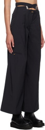 J KOO Black Belted Trousers