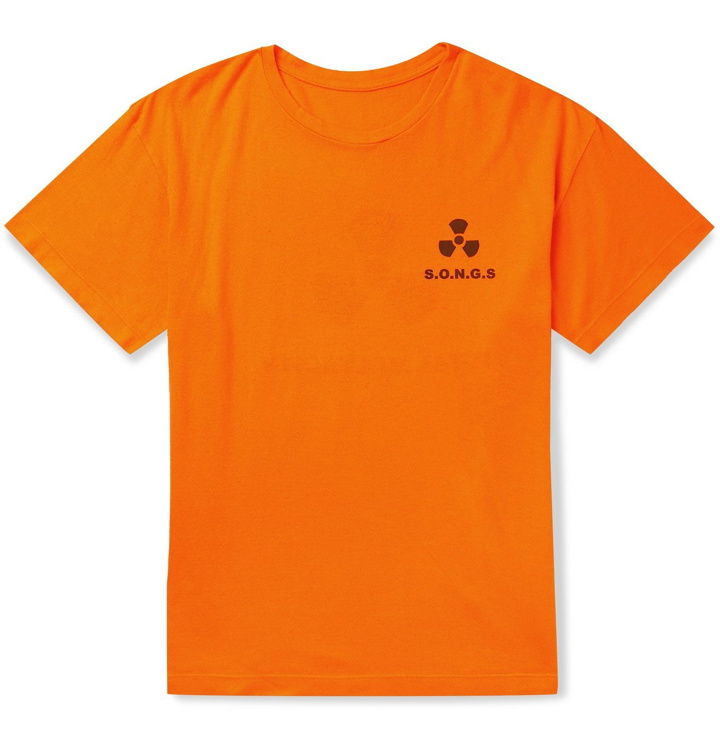 Photo: The Elder Statesman - Printed Cotton and Cashmere-Blend Jersey T-Shirt - Orange