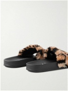 Marni - Logo-Embroidered Leopard-Print Faux Fur Slides - Brown