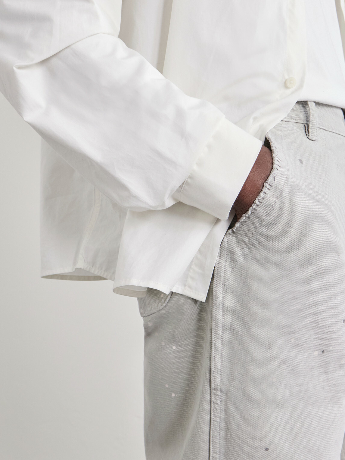 Maison Margiela - Wide-Leg Paint-Splattered Cotton-Canvas Trousers - Gray